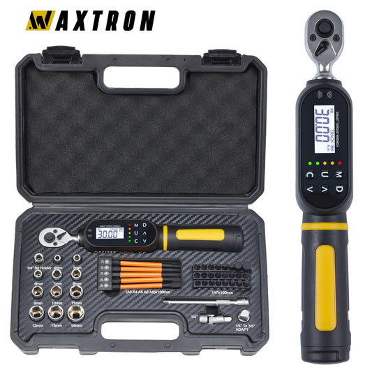 Waxtron 1/4" Digital Torque Wrench 0.9-30N.m Bicycle Torque Wrench 45pcs Accuracy ±2% Electronic Torque Spanner for Motorcycle