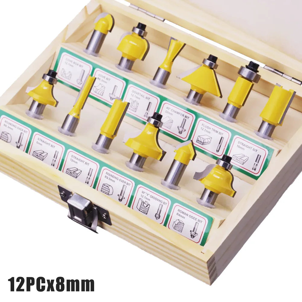 1/2 inch-1/4 inch-CNC solid carbide woodworking router bit, edge trimming machine wood milling cutter, 24-35-50 pcs wood tool set