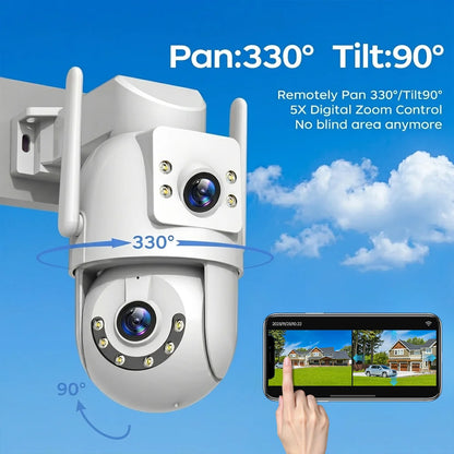 Jooan 4K 8MP HD Wifi cámara PTZ al aire libre 5G Wifi lente Dual cámaras IP de seguridad 5X Zoom AI seguimiento ONVIF cámara de vigilancia CCTV