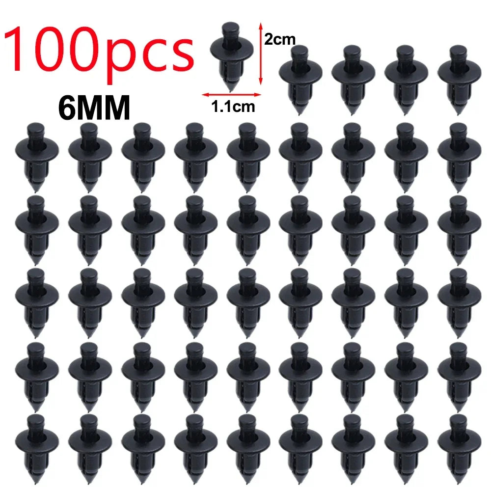 100/50pcs Car Plastic Fairing Rivet Setting Panel Fastener Clips 3 Size Mix Push Pin Auto Fastener 6mm 7mm 8mm Interior