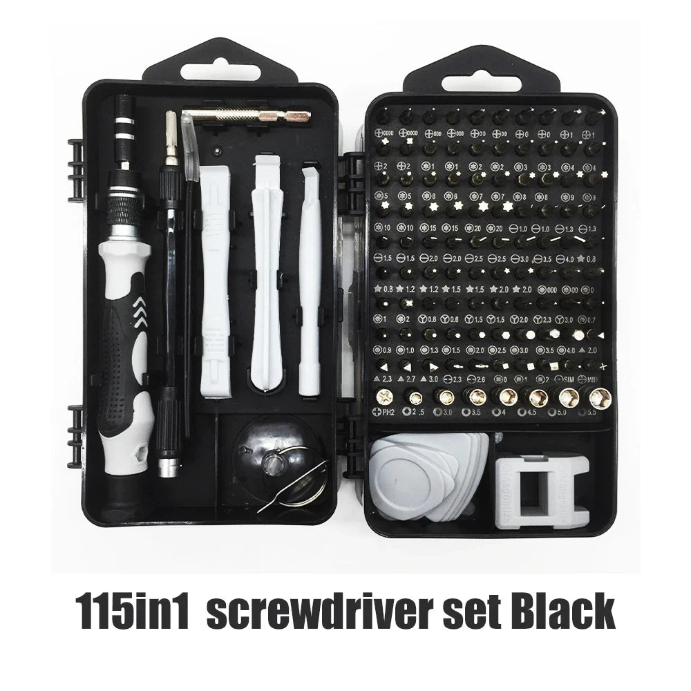 Professional 115-in-1 Precision Screwdriver Kit, Magnetic Phillips Screwdriver Bits with Extension, for Watch and Electronics Repair