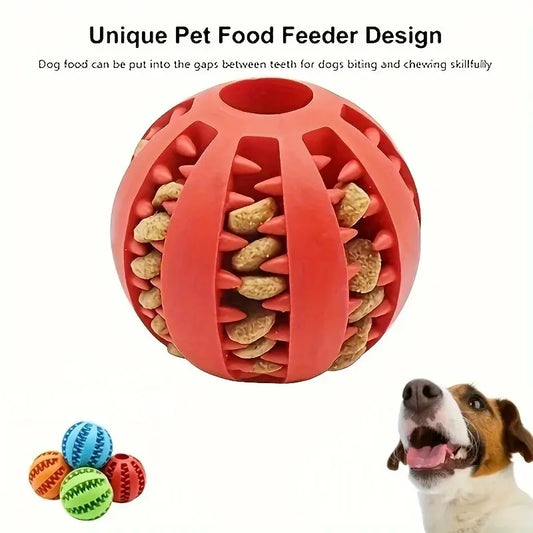 Dog Toy Ball, Nontoxic Bite-Resistant Toy Ball for Dogs, Puppies, and Cats, Pet Food Treat Dispenser, Chew and Tooth Cleaning Ball