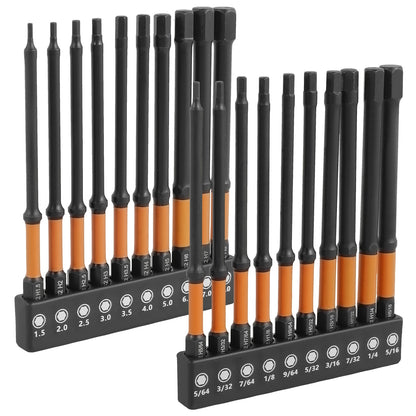 10/20PCS Hex Head Allen Wrench Bit Set Magnetic Screwdriver Drill Bit Metric and Imperial （SAE ）quick Release 1/4in Hex Shank