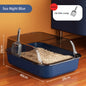 Semi-Enclosed Cat Litter Box Splashproof Kitten Toilet Tray Pet Cleaning Basin with High Sides for Indoor Use