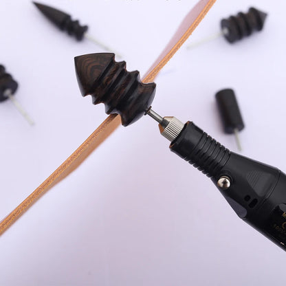 Black Ebony Wood Leather Burnisher Polished Rods, Leather Craft Edge Slicker Tool, Electric Polished Tip Head DIY Rotary Sets