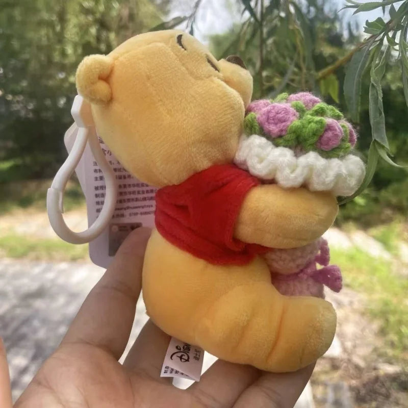 Muñecos de Peluche Clásicos de Anime, Mickey Mouse con Flores de Ganchillo, Llaveros, Pequeños Colgantes, Regalos Perfectos