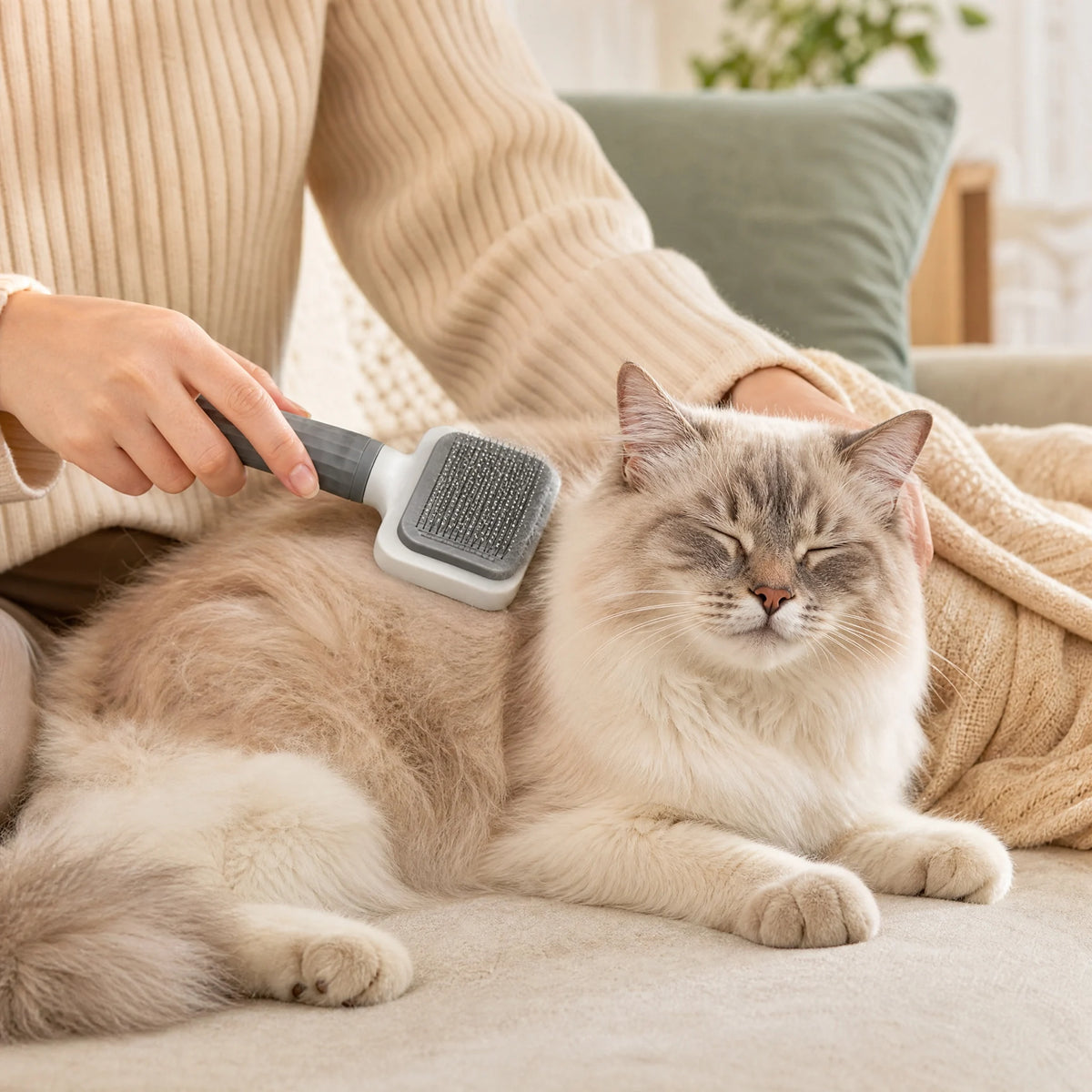 Universal Pet Detangling Brush, Massages Out Knots & Mats. 19cm, for Long/Short Hair, Soothing