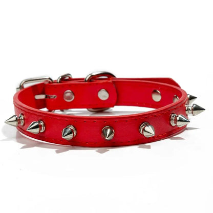 Pet Products Leather Cat Dog Collar Colorful Adjustable Pet Spiked Studded Collars Cool Exquisite Pet Neck Strap Photograph