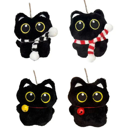 Lindo Llavero de Gato Negro de Peluche, Colgante de Dibujos Animados, Llavero Decorativo, Accesorio para Mochila, Regalo