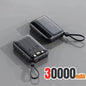 Lenovo Mini 50000mAh Fast Charging Battery Pack Power Bank with 4 Built-in Type C Cables for iPhone, Samsung, and Android Devices