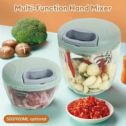 Garlic Mincer Hand Cutter - Hand Pull String Food Processor Vegetable Chopper - for Onion, Ginger, Fruits, Nuts, Dishwasher Safe