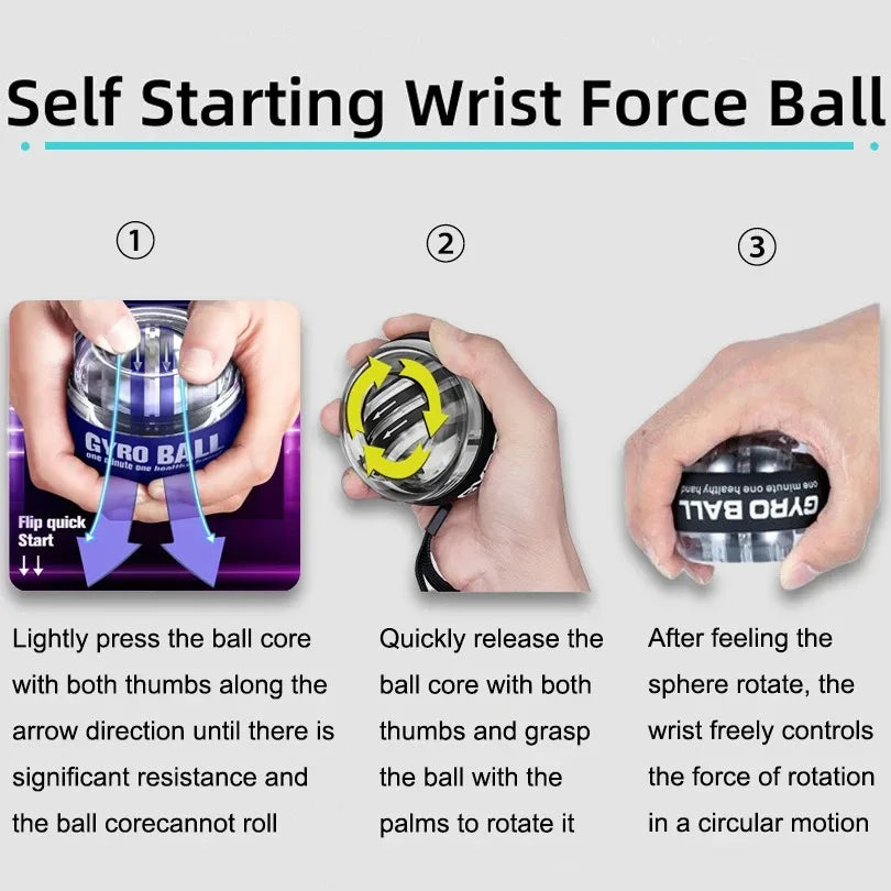 Powerball forearm exerciser, muscle fitness equipment, gyroscope, power ball, gyro, wrist strengthener, trainer, hand exercise