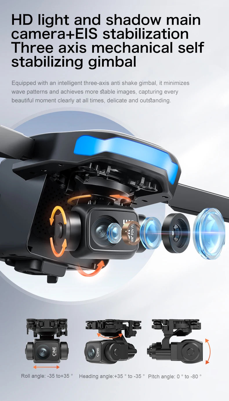 S-X1 MAX 4K Dron profesional con cámara HD cardán de 3 ejes GPS Dron sin escobillas 5G WIFI pantalla Control remoto RC Quadcopter Juguetes
