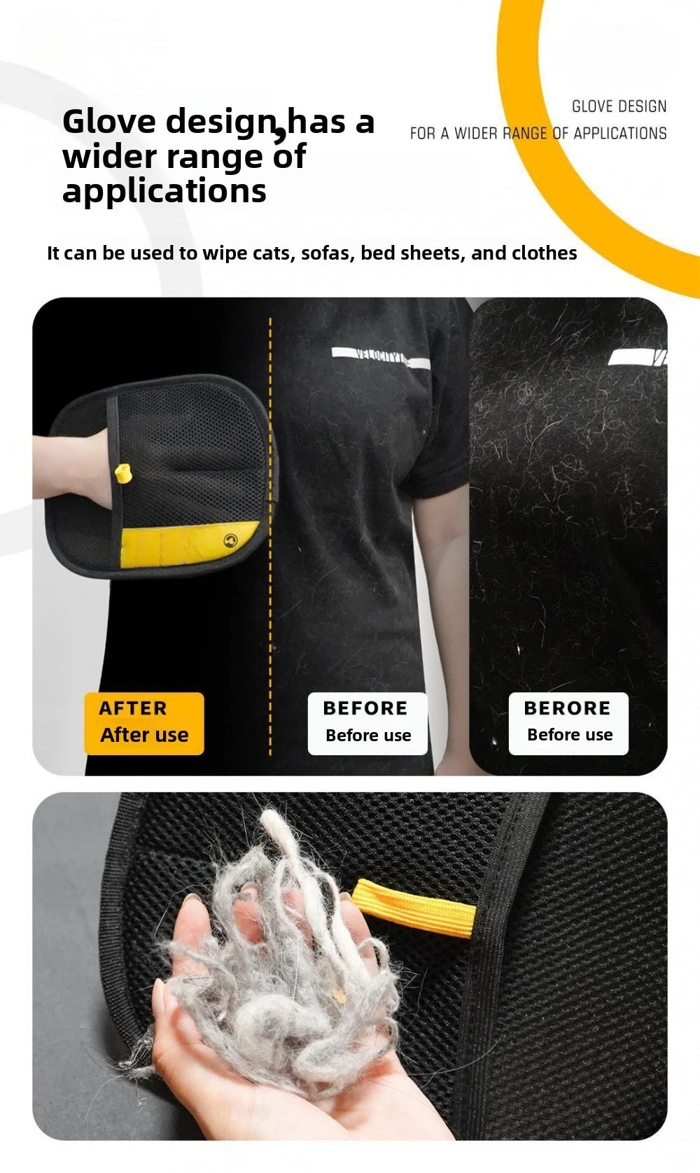 Pet Hair Removal Kit: Sticky Roller, Static Brush & Grooming Gloves - For Cat and Dog Fur on Furniture, Car, and Clothing