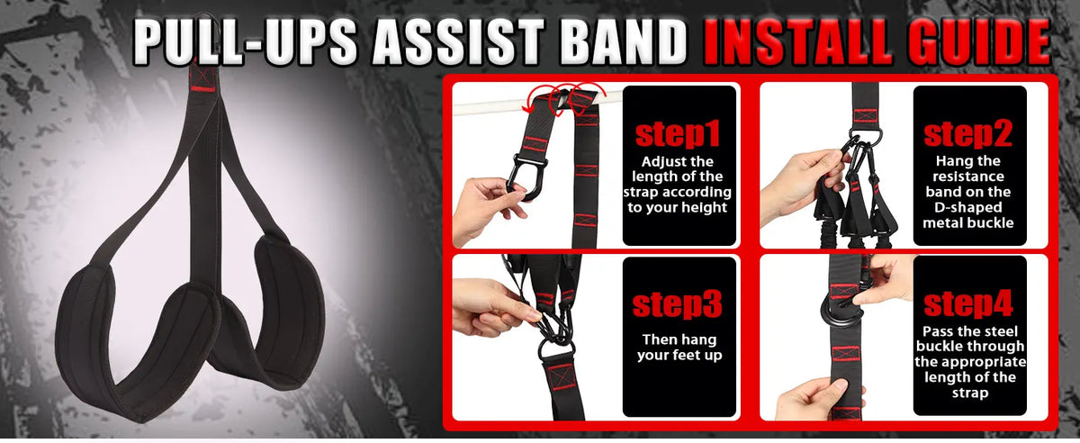 Bandas de asistencia para dominadas de 260 libras, bandas de resistencia para dominadas con soporte para pies, bandas de asistencia para barra de dominadas, equipo de entrenamiento de fuerza, altura ajustable