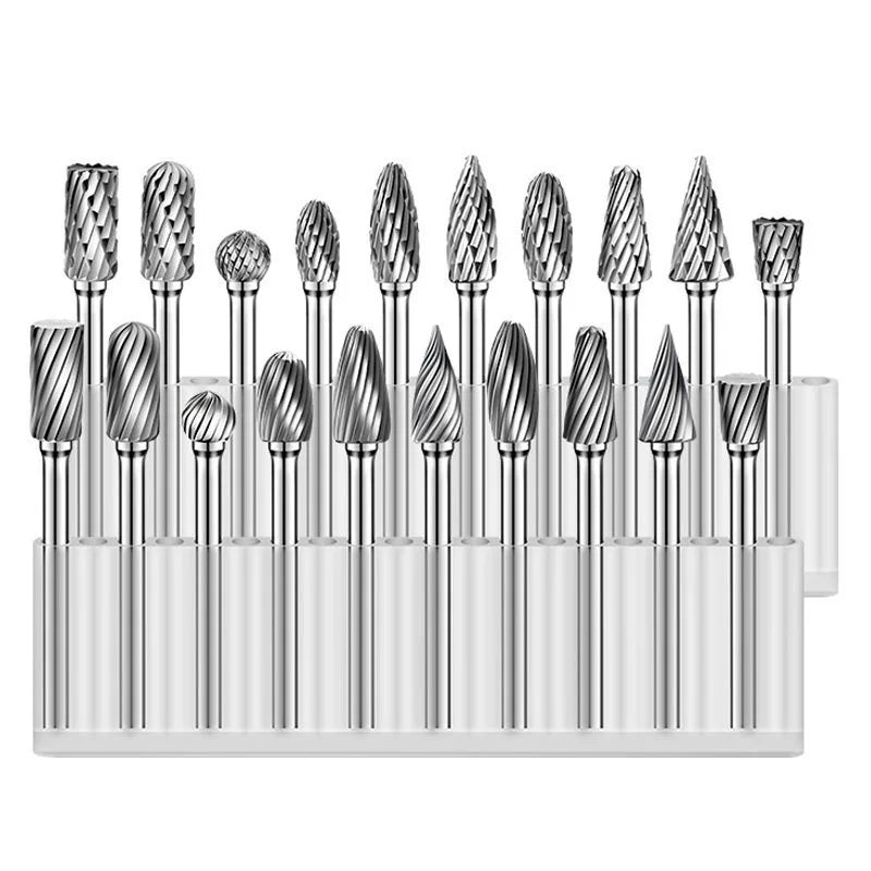 High-speed Steel Rotary Burr Carving Burr Bits Double Diamond Cut Dremel Tools for Wood Stone Carving Steel Metal Working