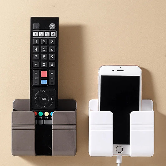 4/2/1 PCS No-Drill Adhesive Wall Storage Box for TV and Air Conditioner Remotes, Bedside Phone Charging, and Display Stand
