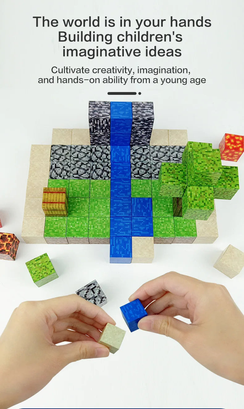 Mine World-bloques de construcción magnéticos para niños, ladrillos magnéticos con figuras, juego de construcción DIY, juguetes sensoriales STEM Montessori, regalos