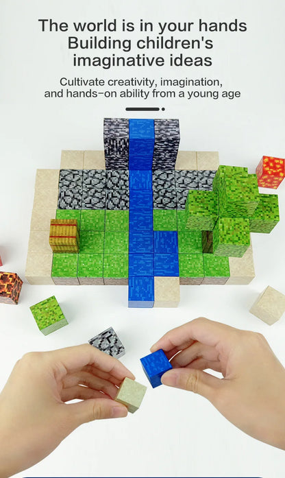 Mine World-bloques de construcción magnéticos para niños, ladrillos magnéticos con figuras, juego de construcción DIY, juguetes sensoriales STEM Montessori, regalos