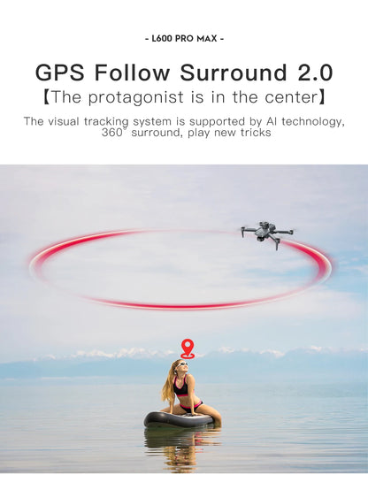 Dron L600 PRO / L600 PRO MAX 4K Profesional HD con Cámaras Duales, Gimbal de 3 Ejes, WIFI 5G, Sin Escobillas, con Evitación de Obstáculos y Seguridad