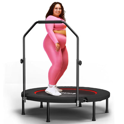 Rebounder trampoline for adults - 40" foldable mini trampoline with adjustable U-bar handle, 350 lb max load, S