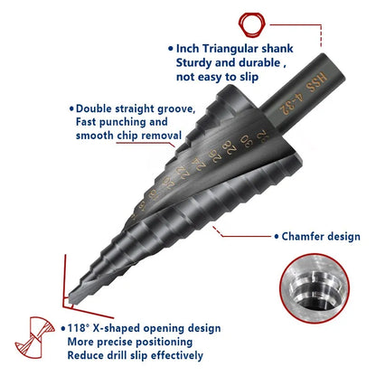 XCAN Step Drill Bit Metal Drill 4-12/20/32mm 6-30mm HSS Cobalt Step Cone Drill Bit Set Wood/Metal Hole Cutter Drilling Tool