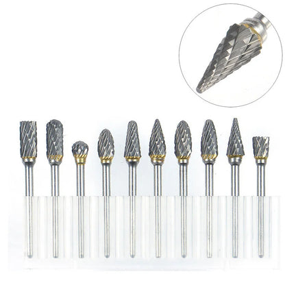 High-speed Steel Rotary Burr Carving Burr Bits Double Diamond Cut Dremel Tools for Wood Stone Carving Steel Metal Working