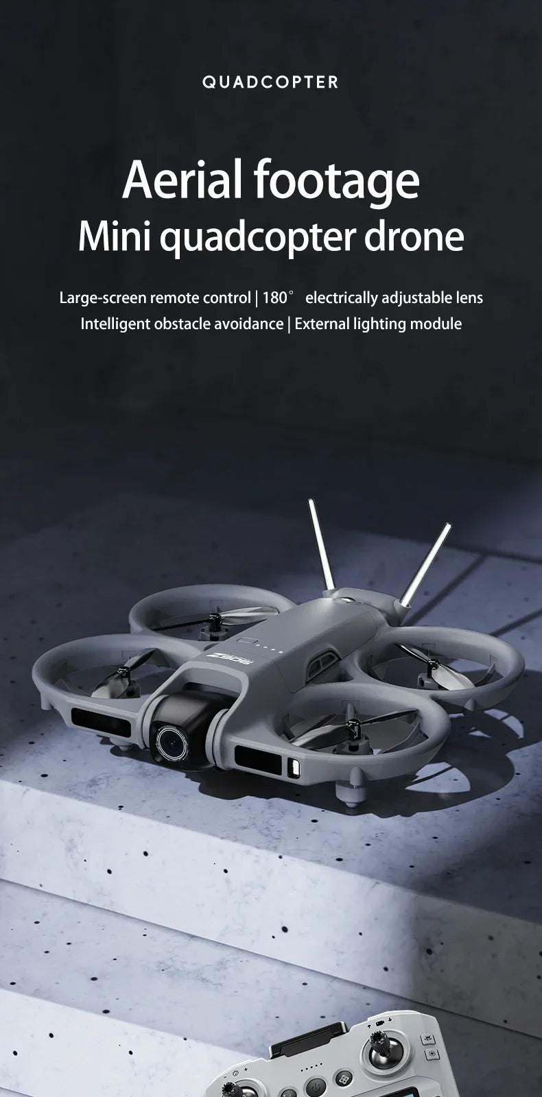 Dron Lenovo Z906 con Cámara Aérea 8K HD, Inteligente, con Sistema Anticolisión, Control Remoto con Pantalla Grande, Plegable, Motor sin Escobillas, GPS