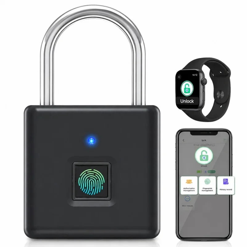 Smart Fingerprint Padlock 0.5s Unlock IP55 Waterproof Type-C Rechargeable for Luggage, Gym, Office, Zinc Alloy Anti-Theft Lock