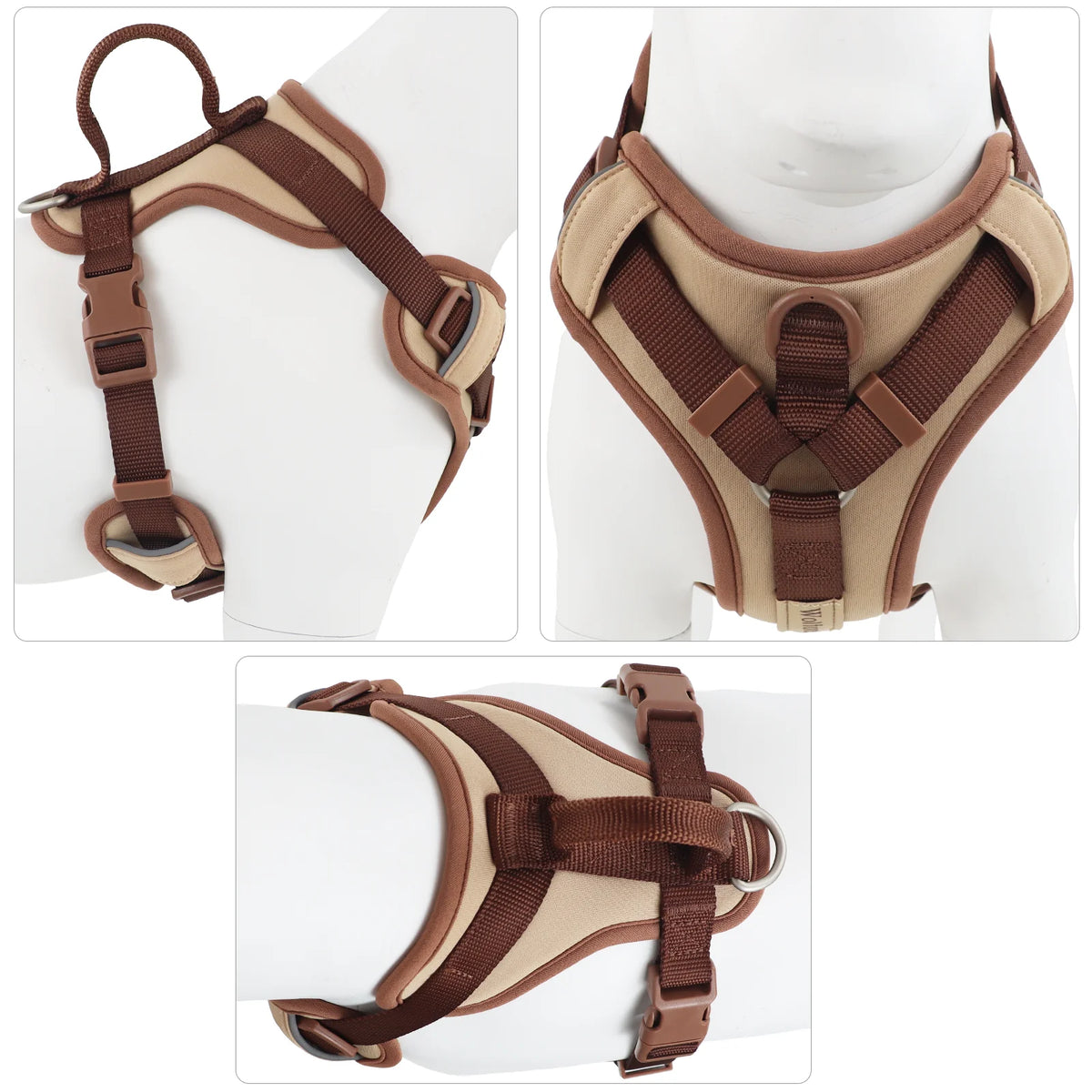 New Chocolate Color Luxury No-Pull Dog Harness for Large and Small Dogs, Adjustable Chest Strap, Personalized Dog Harness