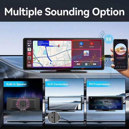 Universal Portable CarPlay Car Screen, Car Radio Multimedia WiFi Video Player, Wireless CarPlay Display for Apple or Android