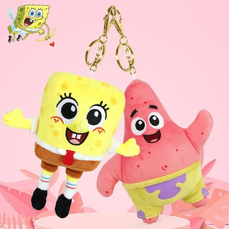Llavero de Peluche de Bob Esponja y Patricio Estrella de Dibujos Animados Kawaii, Colgante Creativo para Mochila de Gary, Regalos de Squidward Tentacles y Amigos