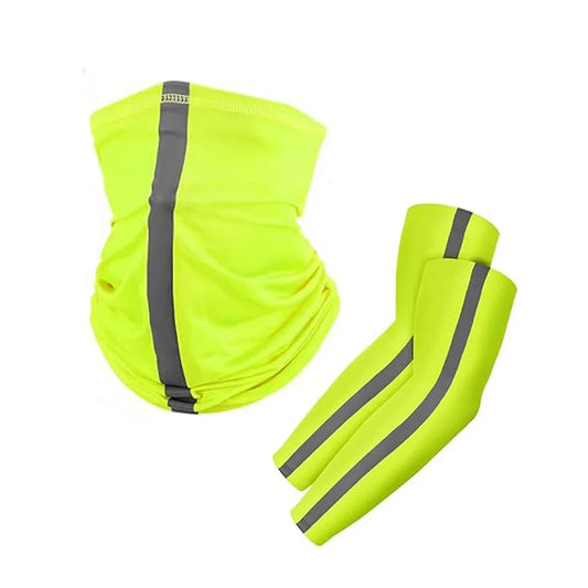 Reflective Sun Protection Suit & Face Mask Set, Breathable UV Headband for Outdoor Sports Cycling Mountaineering