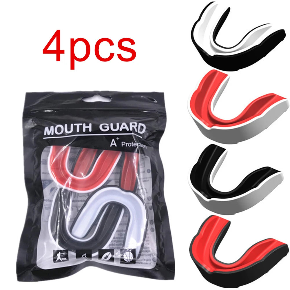 4pcs Adult Boxing Mouth Guard Boxing Gum Shield Fighting Training Tooth Protection Fit Adult Sports Mouthguard Sport Mouthguard
