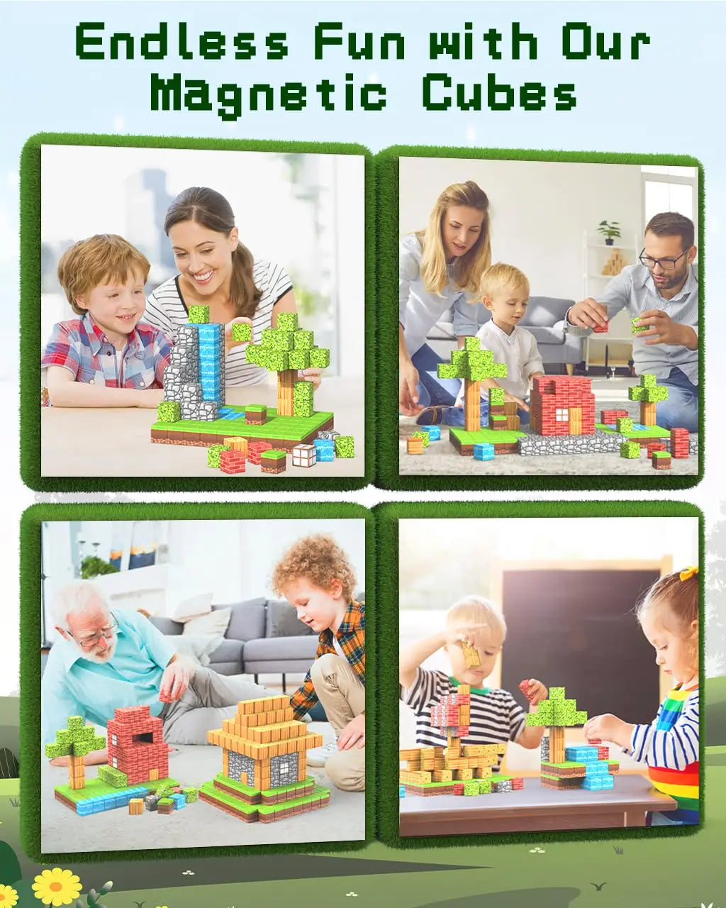 Mine World-bloques de construcción magnéticos para niños, ladrillos magnéticos con figuras, juego de construcción DIY, juguetes sensoriales STEM Montessori, regalos