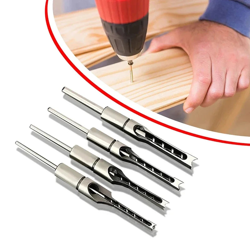 HSS Square Hole Drill Set - Auger Mortising Chisel Bit, Woodworking Drilling Tool, For DIY Furniture 1pc