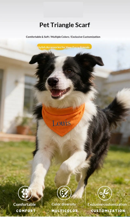 Personalized Embroidered Dog Bandana, Adjustable Multi-Color Anti-Slobber Triangle Pet Scarf
