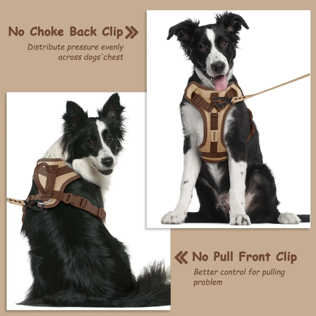 New Chocolate Color Luxury No-Pull Dog Harness for Large and Small Dogs, Adjustable Chest Strap, Personalized Dog Harness