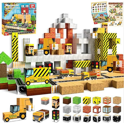 Juego de Bloques de Construcción Magnéticos Montessori STEM, Juguetes Educativos Sensoriales, Mundo de Mario, Niños y Niñas, Cubo Magnético DIY, Regalo