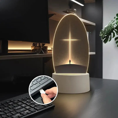 LED Acrylic Night Light with Radiant Cross Design for Bedside – Perfect Gift for Christian Households or Easter Celebrations