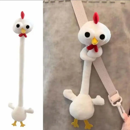 Llavero de Peluche de Pollo de Cuello Largo con Diseño Divertido, Color Blanco, Estilo Lindo, Colgante de Jirafa para Bolso, 40CM, Regalo Creativo