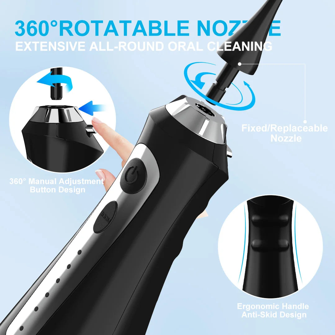 SEJOY Water Flosser Dental Oral Irrigator Teeth Whitening Strips Portable 230ML Tank 5 Modes 8 Jet Tips for Home Use