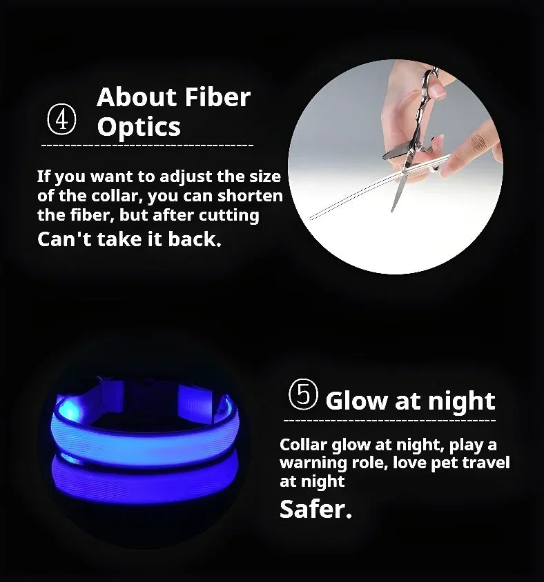 Dog Collar Nylon LED Night Safety Flashing Glow In The Dark Pet Dog Leash Pet Dogs Luminous Fluorescent Dog Accessories Collar