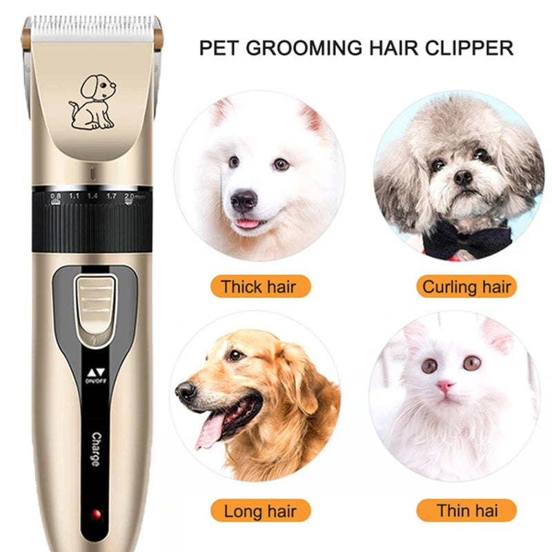 Electric Pet Clipper Grooming Kit for Dogs, Rechargeable Trimmer for Cat Hair Removal, Professional Grooming Set