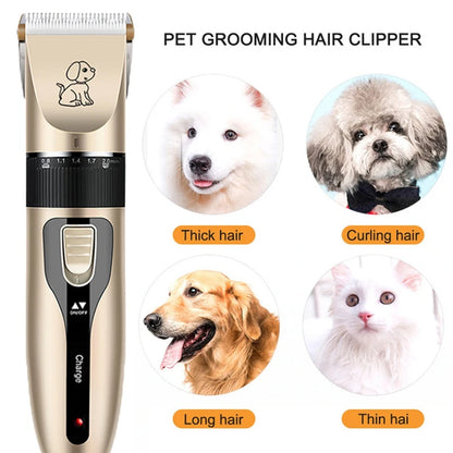 Electric Pet Clipper Grooming Kit for Dogs, Rechargeable Trimmer for Cat Hair Removal, Professional Grooming Set