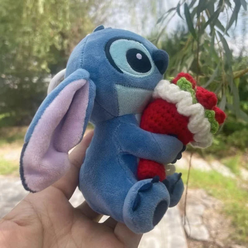 Muñecos de Peluche Clásicos de Anime, Mickey Mouse con Flores de Ganchillo, Llaveros, Pequeños Colgantes, Regalos Perfectos