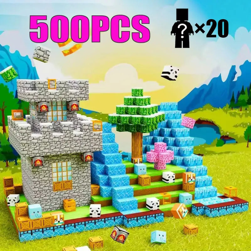 Juego de bloques magnéticos de 10-500 piezas, juguetes de construcción, modelo de mundo magnético, para niños y niñas, cubos sensoriales STEM Montessori, regalos para niños pequeños