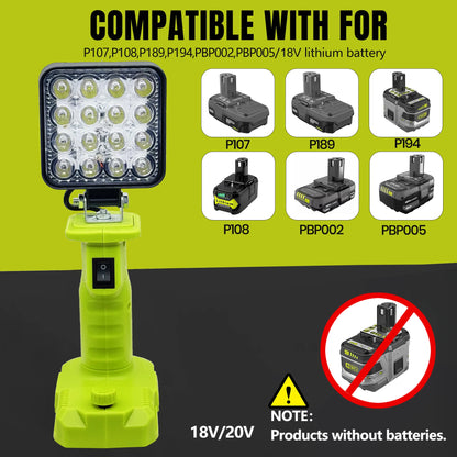 Piezas de herramientas eléctricas para Makita, DeWalt, Bosch, Milwaukee, Ryobi, linterna con batería de litio, luz de trabajo, lámpara de Camping
