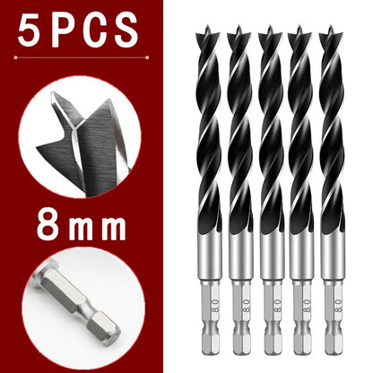3/5/7PCS 3/4/5/6/7/8/10mm 1/4 Hexagonal Handle Three Pointed Woodworking Drill Bit Set Woodworking Hole Reaming Power Tool