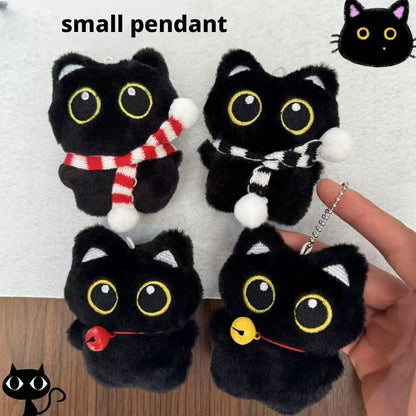 Lindo Llavero de Gato Negro de Peluche, Colgante de Dibujos Animados, Llavero Decorativo, Accesorio para Mochila, Regalo